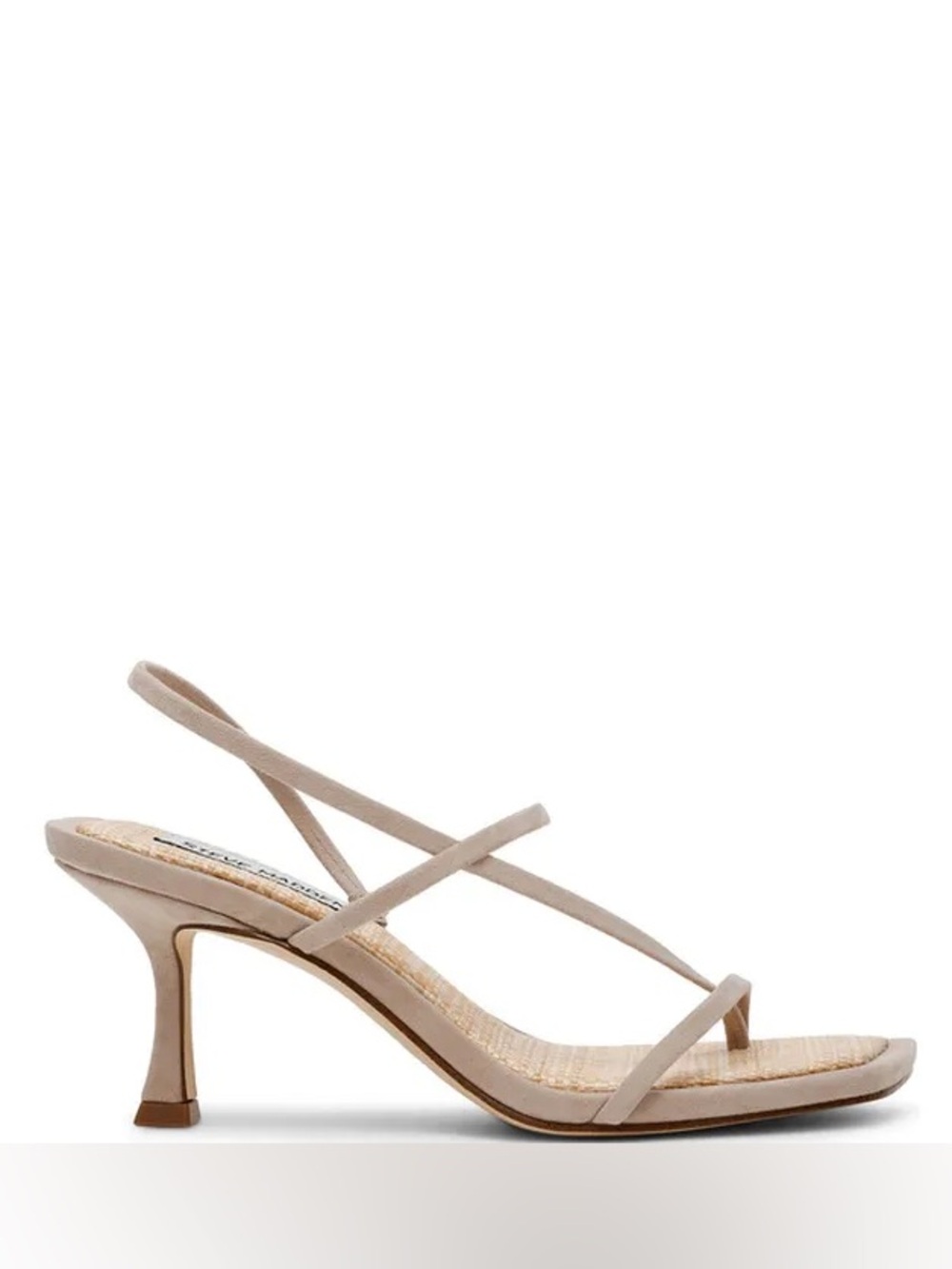 Steve Madden Locke Heels in Suede Taupe Raffia | VERY SLIGHTLY USED